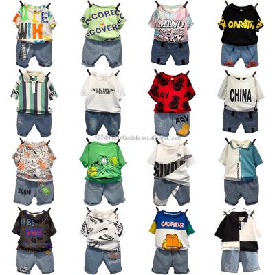 China Wholesale Casual Summer Baby Boy Cartoon Print T-shirt Tops+Shorts Sportswear Sets Kids Boys Girls Teams Suit for sale