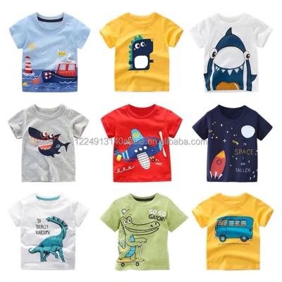 China Breathable wholesale in stock items kids wear summer cotton T-shirt animal printing softextile t shirts for sale