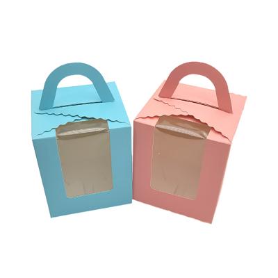 China Disposable Cupcake Packaging Wooden Box Sound Cup Window Handheld Box Custard Tart Tart Custom for sale