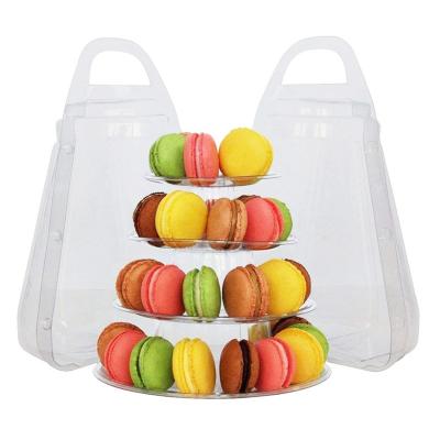 China Disposable Plastic Blister 4 Tiers Layers Macaroon Tower Display Rack Stand Holder For Party Use for sale