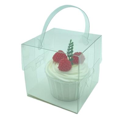 China Disposable PET Box Packaging With Handle PVC Packaging Boxes For Plastic Cupcakes Box for sale