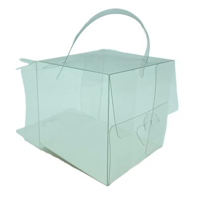 China Disposable PET Cupcake Box PVC Plastic Packaging Box Transparent Cake Box With Handle for sale