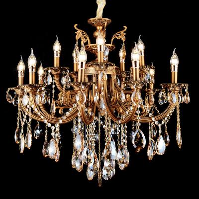 China Crystal chandelier palace chandelier k9 crystal glass restaurant pendant light chandelier European European luxury candle gold for sale