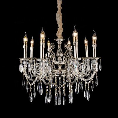 China EUROPEAN manufacturer lighting top selling large modern luxury k9 chrome plated silver crystal LED chandelier for sale