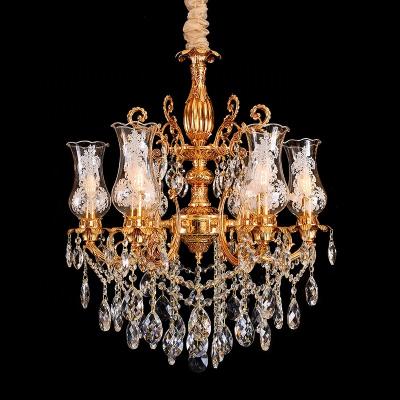 China Round European Style 3 Layer Crystal Chandelier Polished Gold Plated Crystal Chandelier for sale