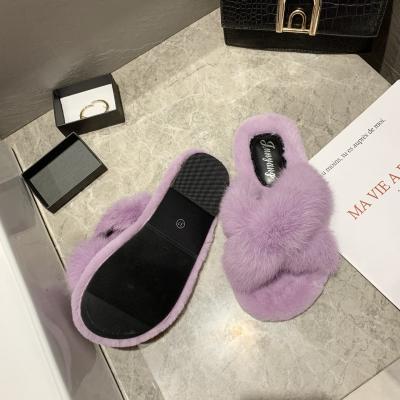 China 2020 Fashion Trend Women's Slippers New Arrivals Ladies Multi-size Selection Purple Plush Designer Fluffy Slippers for sale