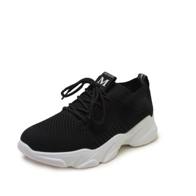 China Autumn Winter Custom Round Black Sneakers Woman Sport Cheap Running Shoes for sale