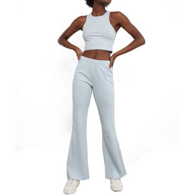 China 2021 Breathable Two Piece Pants Set Women Clothing Crop Tank Tops Womens Casual Pants For Ladies Tracksuit for sale