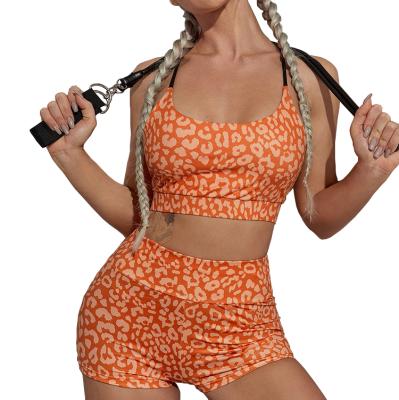 China New Fashion Breathable Summer 2 Piece Fitness Suit Sports Bra And Biker Shorts Sets Yoga Sets For Women for sale