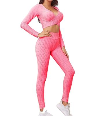 China High Waist Sportswear Sets Yoga Women Sets High Waisted Gaiters 2 Pcs Fitness Workout Sports Breathable Bra Gaiters for sale