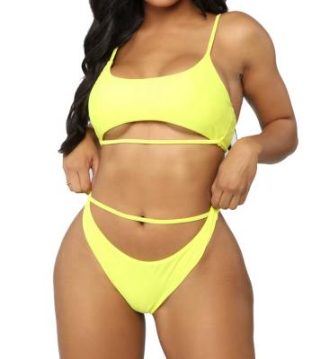 China Fashion Breathable Custom Ladies Two Piece Cavity Front Bikini Swim Wear for sale