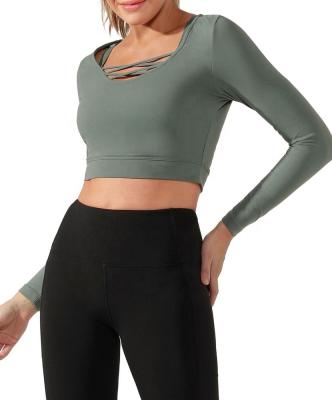 China Breathable Loose Womens Long Sleeve Tops Active Wear Top Full Length Tops For Women for sale