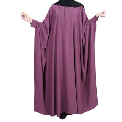 China Wholesale Acetate Fiber Bat Solid Color Swing Dress Polyester Multi Color Sleeve Abaya Islamic Women Long Dress Muslim Dress for sale