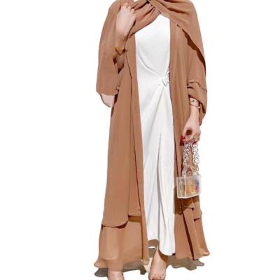 China Soft Feeling Light Striped Light Simple Cardigan Dress Solid Color Long Cardigan Dress Abaya for sale