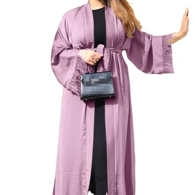 China Dubai Abaya unique open cardigan retro Muslim open dress Fashion woolen fringed women's long dress feeling soft and for sale