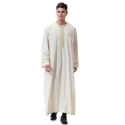 China 2021 Wholesale Comfortable Feel Men Arabic Middle East Men's Muslim Summer Spring Spring Printing Zipper Around Neck Long Robe Men for sale