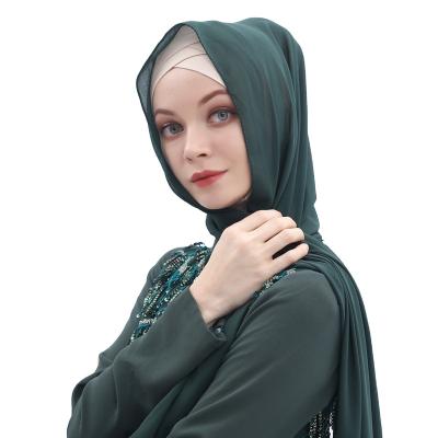 China Wholesale Thin Tudung Hijab Muslim High Quality Soft Scarf Malaysia Solid Color Chiffon Opaque Hijab Shawl for sale