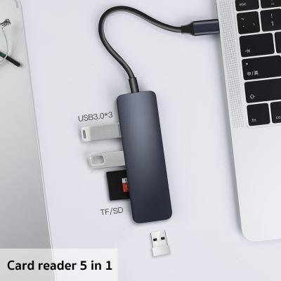 China COTEetCI USB C Adapter Charging+Data Transfer Hub 5-in-1 USB 3.0*3 TF Hub SD Card Reader Type C Multifunctional Type C Hub OEM for sale