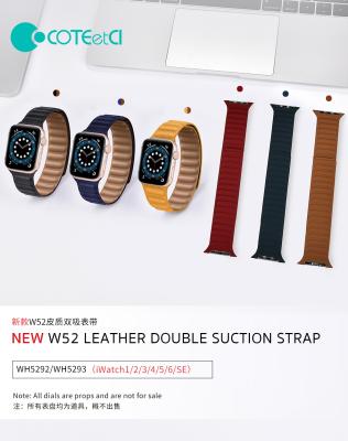 China COTEetCI 42mm 44mm Leather Magnetic Link Leather Straps Solo Original Solo Watch Bands For Apple iWatch Strap 7 41mm 45mm for sale