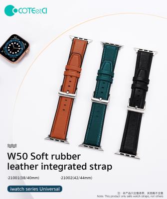 China Leather & Soft Rebber Soft Rubber Leather For Apple Watch Band Strap For Series7 6 5 4 3 2 1 Size 45 Fashion Soft Rubber Leather 44 42 41 40 38mm Gift for sale