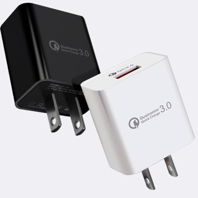 China Smart USB Wall Fast Charger Mobile Phone Quick Charging Single Charger QC3.0 Mobile Phone Fast Charging Left Charger for sale