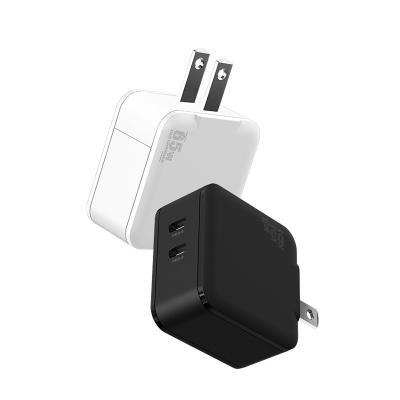 China USA QC3.0 65W GaN Mobile Phone Fast Charger Dual Port Fast Charger Double Palladium Ultra-Fast Fast Wall Charger for sale