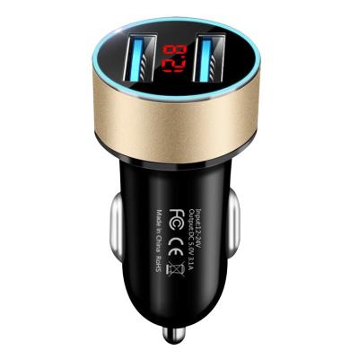 China Fast Charging Car Charger ED3.1A LED Mobile Phone Digital Display Head USB Car Dual Port Smart Charger Fast Charger Car for sale