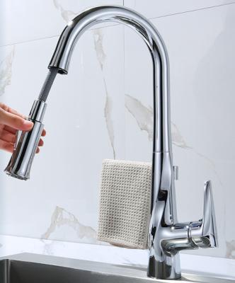 China Pull Out Spray High Quality Durable Flexible Griferias Chrome Plated Brass Single Handle Sink Mixer Water Faucet Pull Out Kitchen Faucet With Hanging Bar for sale