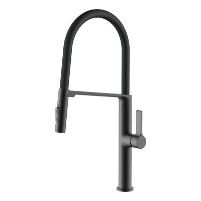 China Pull Out Single Spray Handle To Pull Out Spout Brushed Gunmetal Gray Solid Brass Magnetic Kitchen Faucet for sale