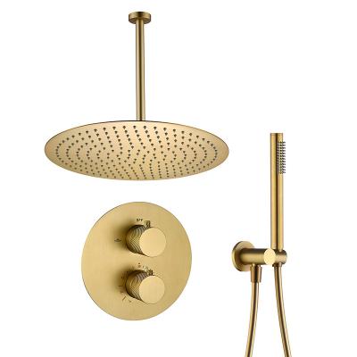 China Without Slide Bar 2 Function Brushed Gold Overall Concealed Wall Mounted Shower Mixer Tap Rain Shower for sale