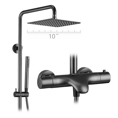 China With High Quality Brass Kaiping Slide Bar Thermostatic Hot And Cold Rainfall Shower System Faucets for sale