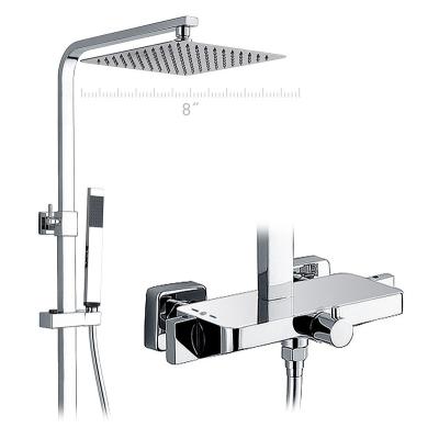 China With Sliding Bar 8 Inch Chrome Bathroom Square ABS Hand Copper Clad Plastic Rain Shower Set Thermostatic for sale