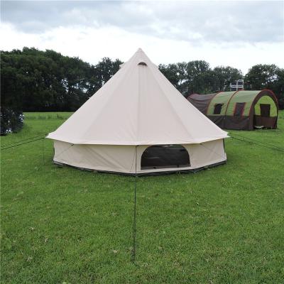 China Extended Type 5m Large Outdoor Camping Tent China Manufacture 3m 4m Top Green Canvas Bell Tent Family Tents for sale