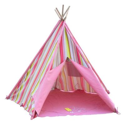 China Trigone/V-type Ground Popular Cotton Canvas Indoor Nail Safety Baby Teepee Kids Playhouse Camp Playhouse Indoor Kids Toy Tent for sale