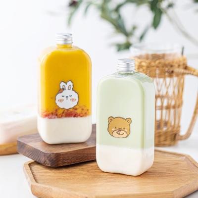 China Hot Sale Sell Beer/Tea/Milk/Juice Empty Square Soft Drinks/Wholesale Drink 400ml Plastic Bottle With Lid for sale