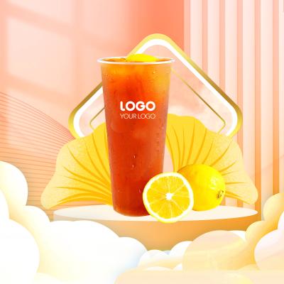 China Yiwu pp milk juce restaurant eco-friendly material custom made mojito tea plastic cold cups 16oz for boba sealing roll film with lid logo printed for sale