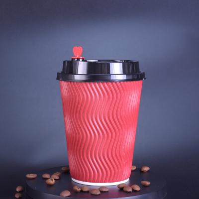 China Reusable Disposable Double Wall Take Away 12oz Biodegradable Disposable Coffee Packaging Cup Paper With Lids for sale