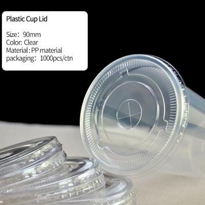 China Eco-friendly pp 90 95mm boba smoothie milktea cup lid disposable plastic cover for bubble tea cups for sale