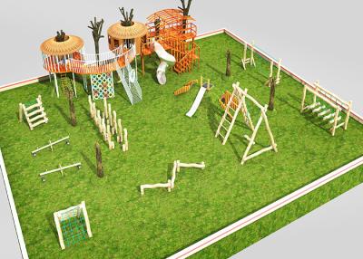 Chine Le terrain de jeu en bois de Playsets de rondin a placé les ensembles nets s'élevants à vendre