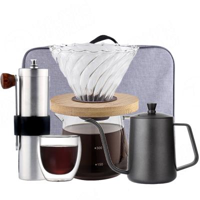 China V60 Coffee Travel Bag Coffee Grinder Pour Over Kettle Drip Stored Coffee Sets Gift Box For Present Party Lunch for sale