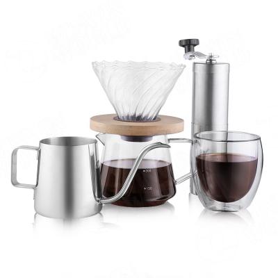 China High Quality Sustainable Pour Over Coffee Pot Set With Travel Bag To Pack, Including Mugs And Kettle Griinder Coffee for sale