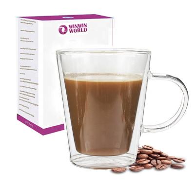 China Wholesale 250ml Double Wall Borosilicate Glass Disposable Clear Coffee Mugs, Insulated Handle Coffee Mugs Mug for sale