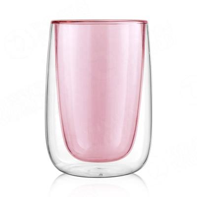 China Viable Colorful Tea Borosilicate Glass Tea Coffee Mug, Insulated Double Walled Glass Tea Espresso Coffee Mug for sale