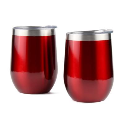 China 12 Oz Double Wall Empty Christmas Gift Triple-Insulated Stemless Stainless Steel Wine Glass Tumbler for sale