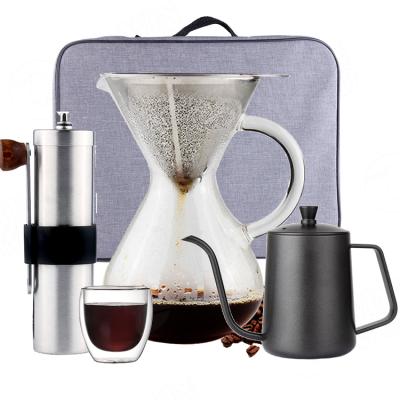 China Viable Custom Travel Coffee Maker BPA Free Glass Coffee Maker with Stainless Steel Coffee Drip Set for sale