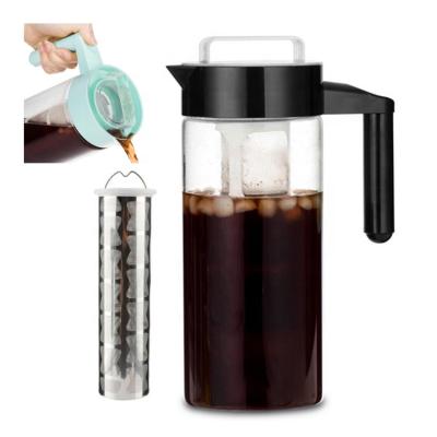 China Sustainable Portable Coffeeware Gift Cold Brew Iced Coffee Maker, Coffee Maker Glass Carafe 1.3L With Handle for sale