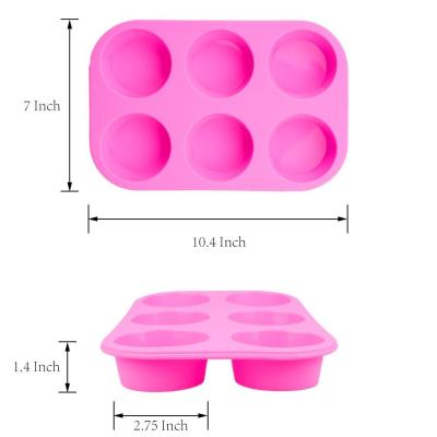 China 2 Pack Silicone round Muffin Pan, 6 Cup Baking Tin Non-Stick Bakeware mold for Cupcakes Puddings for sale