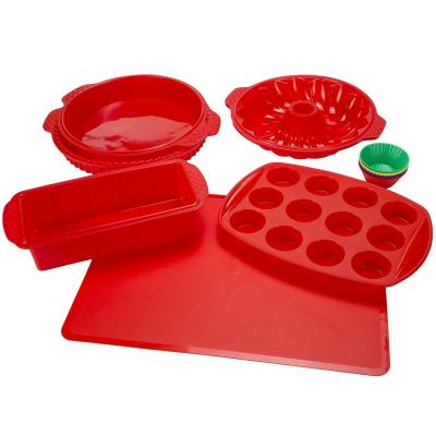 China Silicone Bakeware Set 18-Piece Set including Cupcake Molds, Muffin Pan, Bread Pan, Cookie Sheet, Bundt Pan for sale