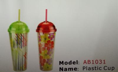 China FBAB1031 for wholesales PS/PP plastic eco-friendly BPA free cup with straw for sale