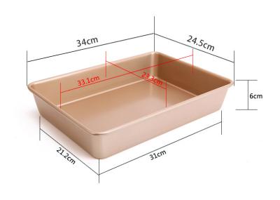 China Gold coating 13 inch non-stick deepened rectangular baking pan cake pan bread tin Europe bakeware for sale